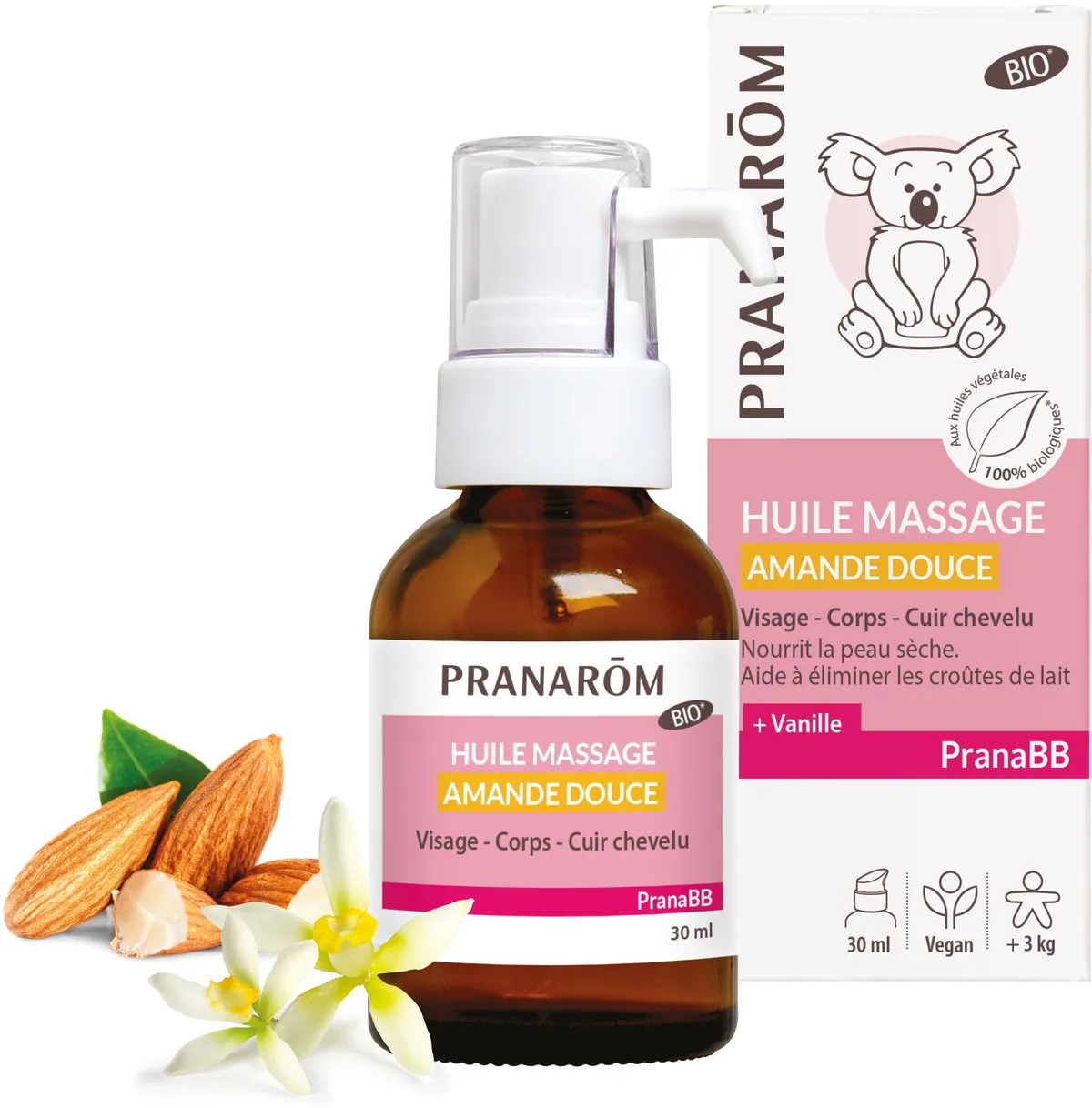 Pranabb Huile de Massage Amande Douce et Vanille