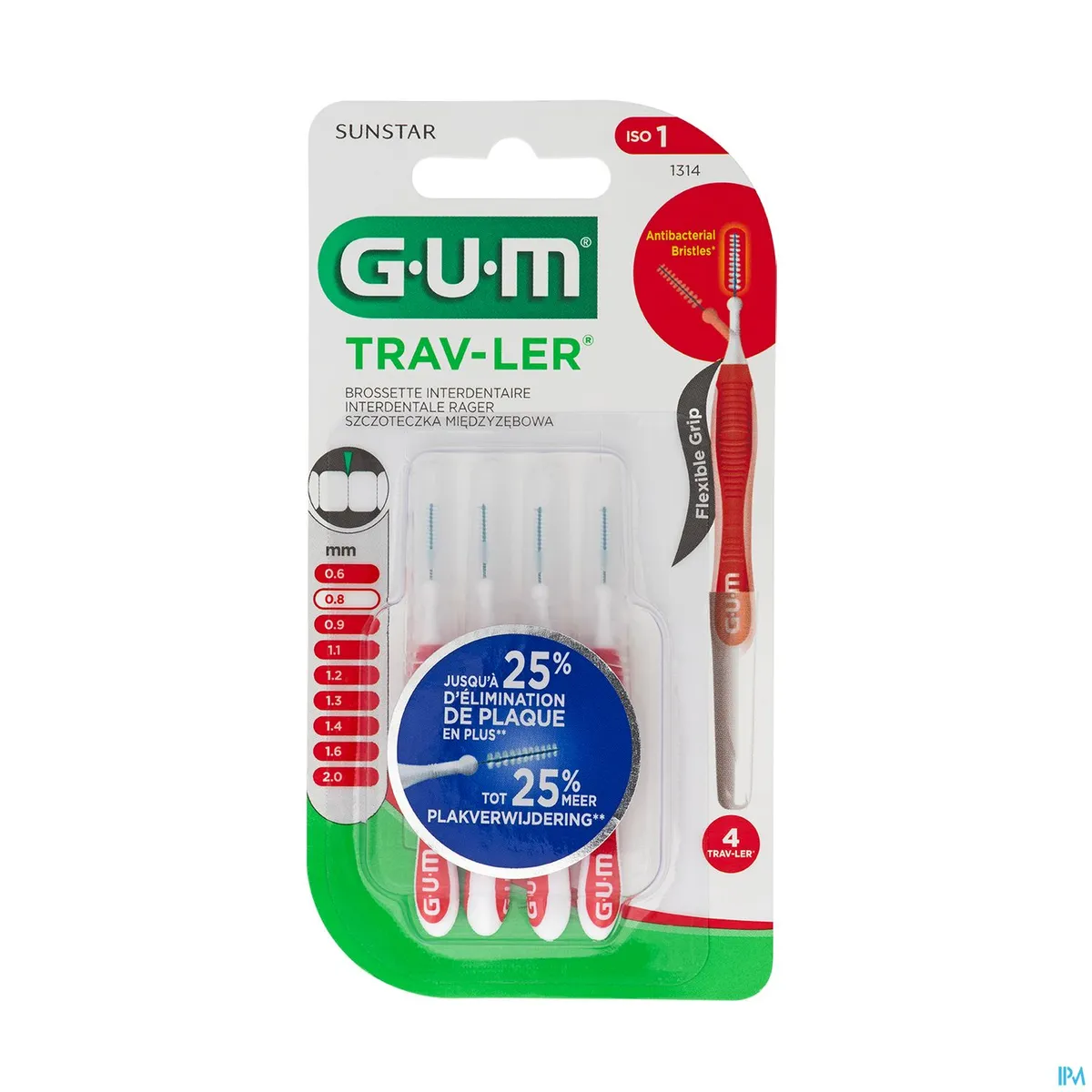 GUM TRAV-LER 4 Interdentale Borsteltjes 0,8mm