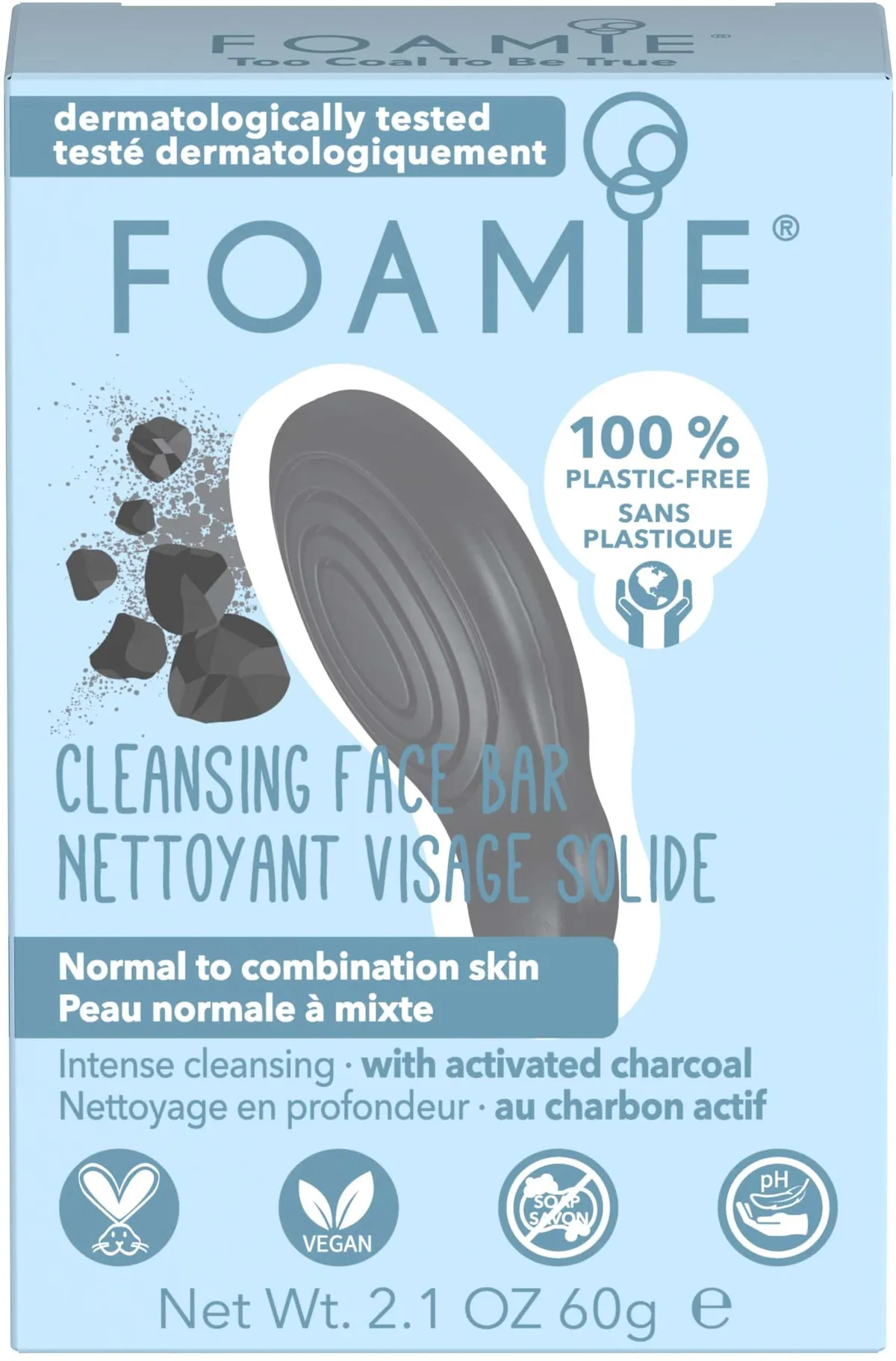 Foamie Nettoyant Visage Solide Charbon Actif 60g