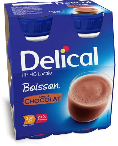 Delical Zuiveldrank HP-HC Chocolade 4x200 ml