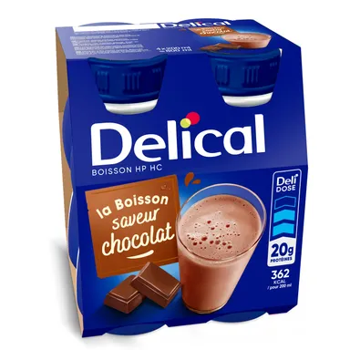 Delical Zuiveldrank HP-HC Chocolade 4x200 ml