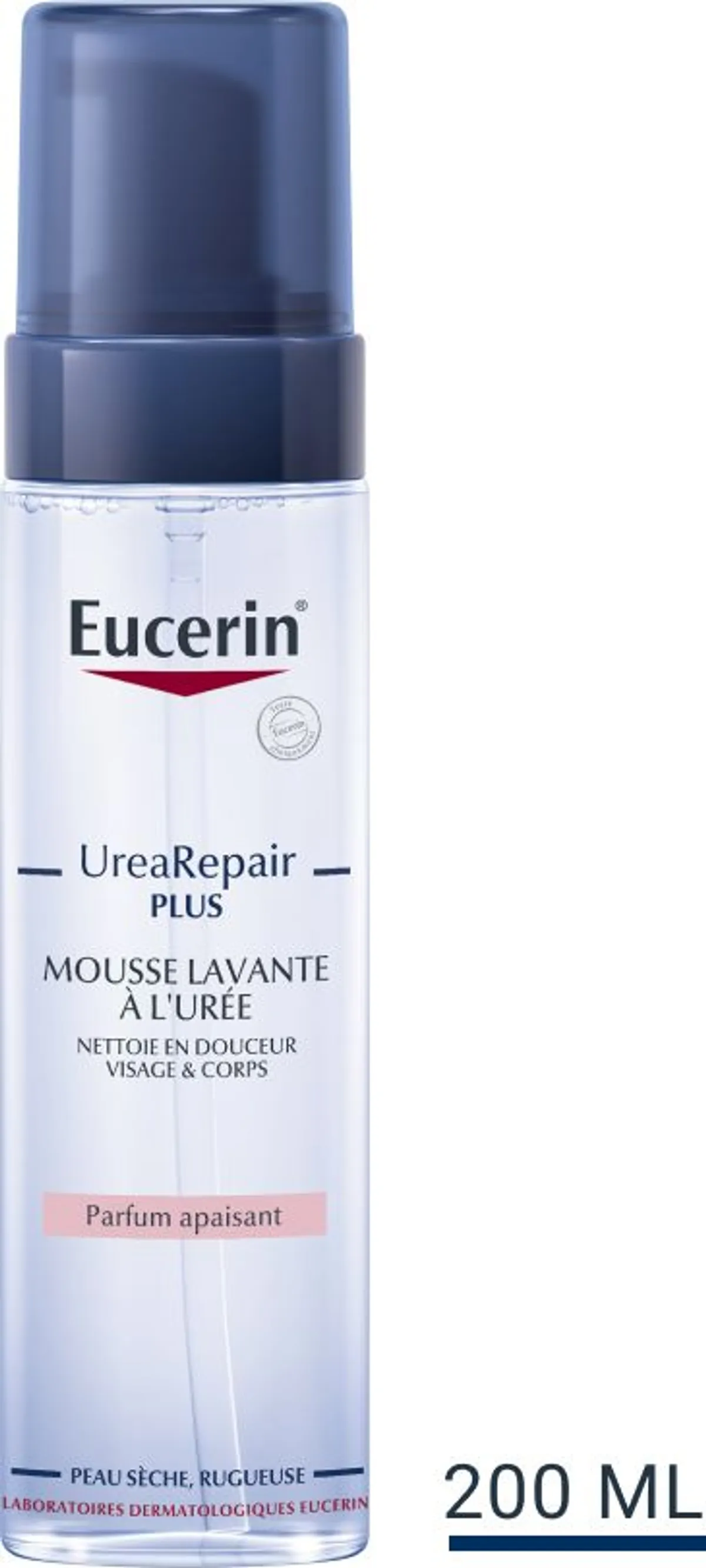 Eucerin UreaRepair Plus 5% Mousse Lavante à l'Urée Parfum Apaisant Peau Sèche et Rugueuse avec pompe Visage et Corps 200ml