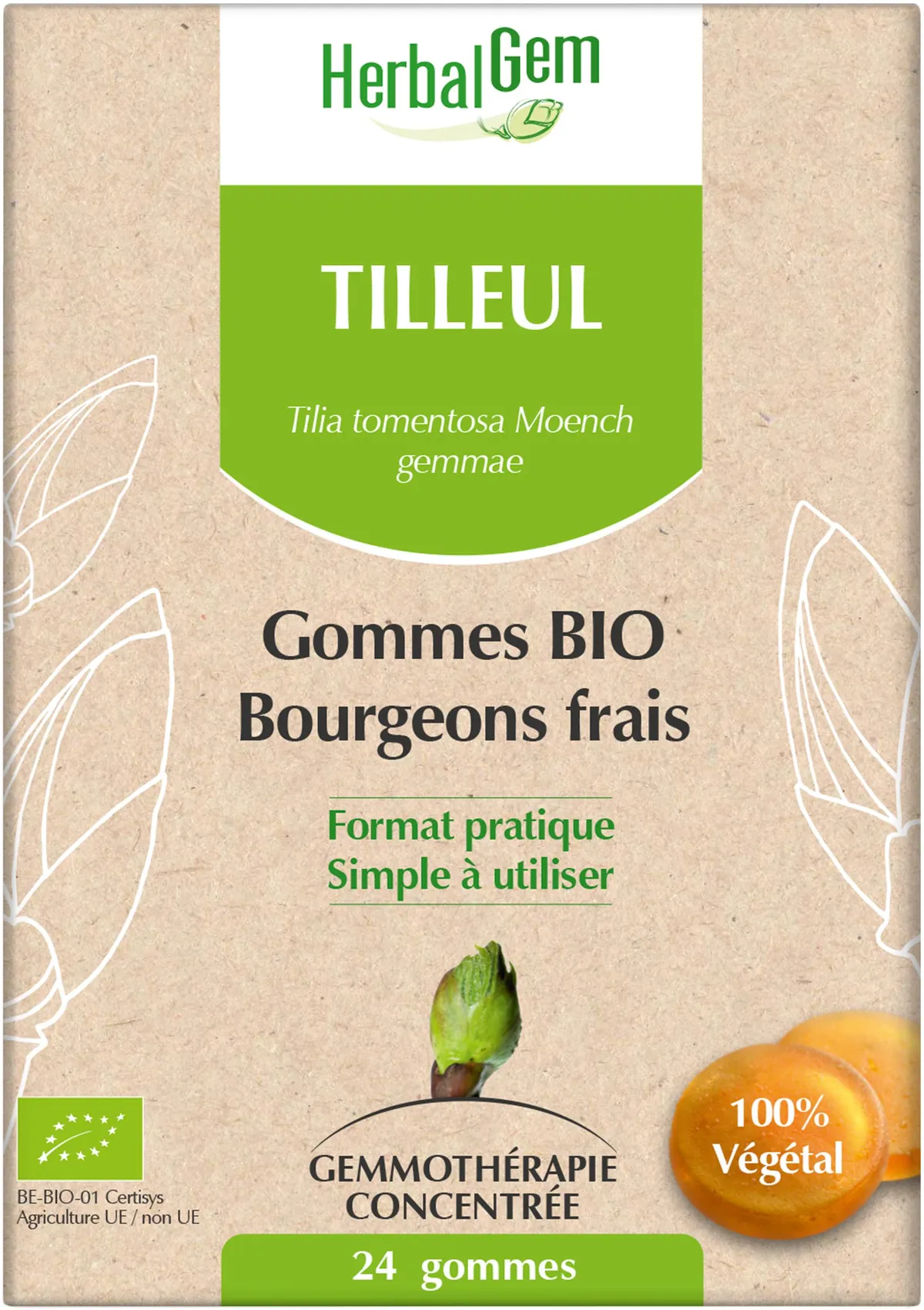 Herbalgem Tilleul Bio 24 Gommes à Mâcher