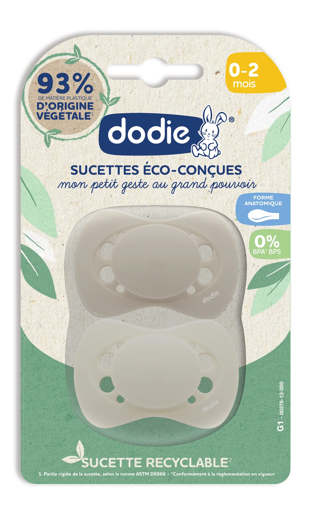 Dodie Fopspeen Ecoconcept 0 tot 2 maanden 2 Stuks