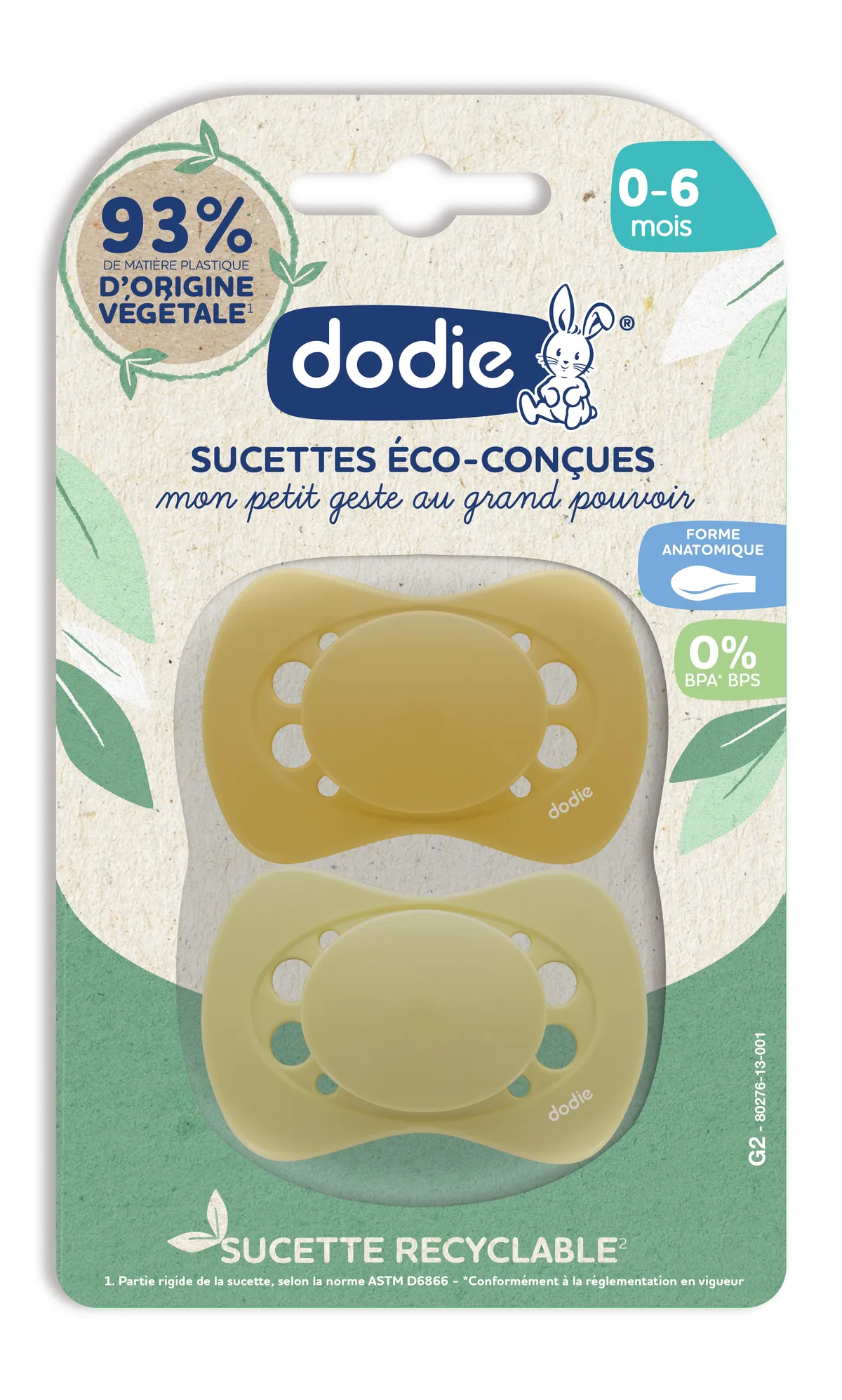 Dodie Sucette Eco-Conçue 0 à 6 Mois 2 Pièces