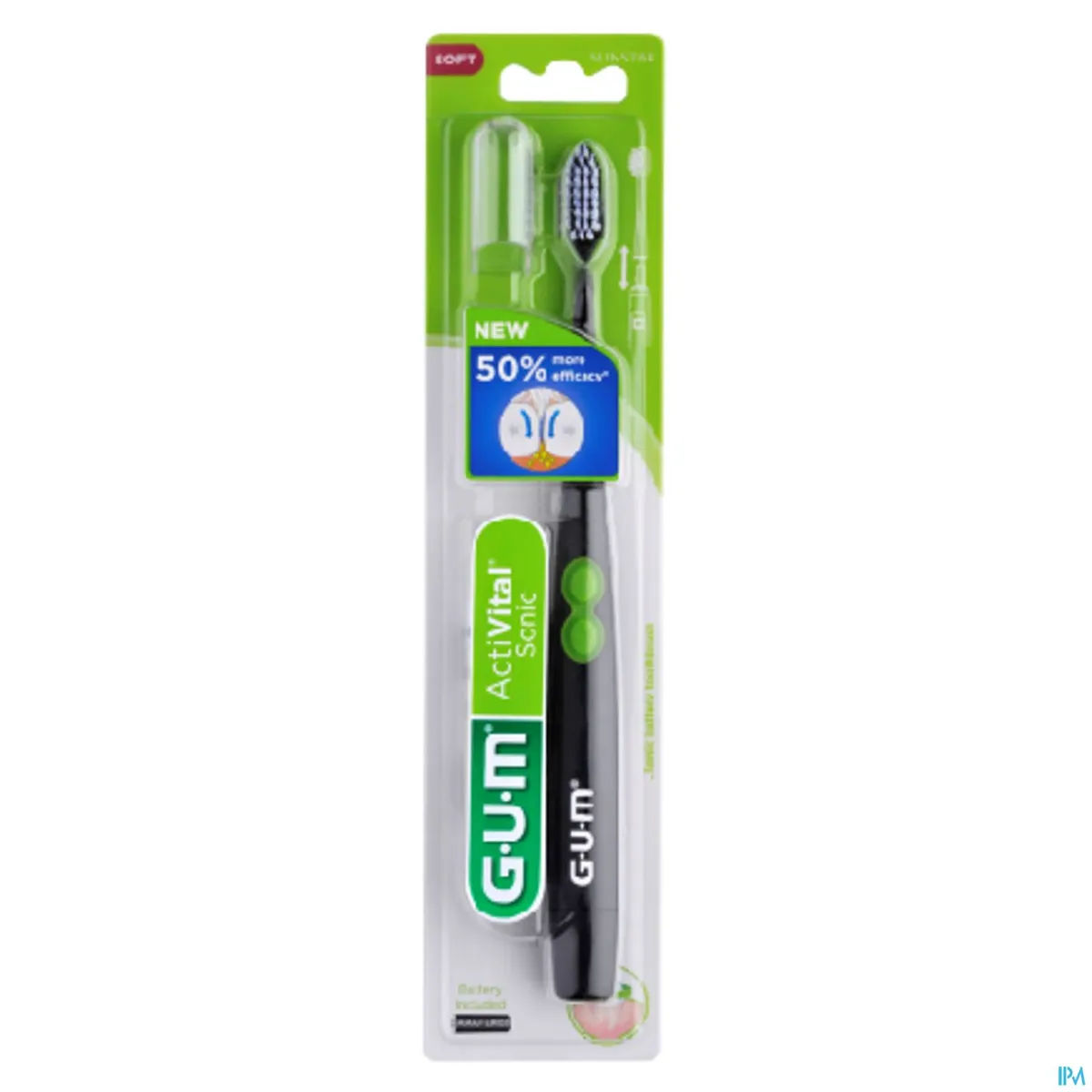 GUM Brosse à Dents Electrique Sonic Daily Pile Noir