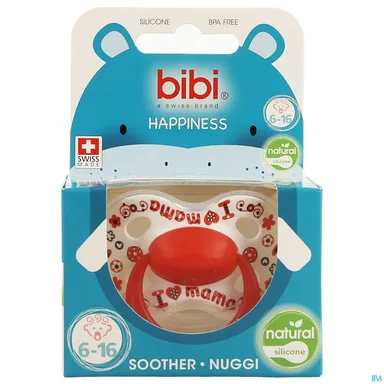 Bibi Happiness Fopspeen Natural Love Mama Papa Best (+16 maanden)