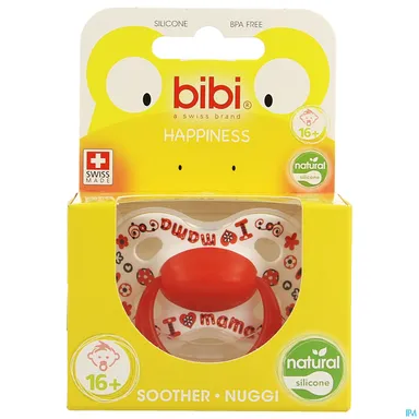 Bibi Happiness Fopspeen Natural Love Mama Papa Best (van 6 tot 16 maanden)