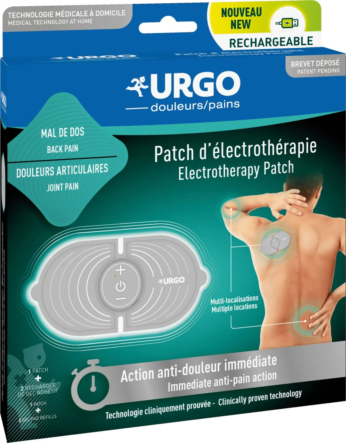 Urgo Patch Elektrotherapie 1 Patch + 2 Zelfklevende Gelvullingen