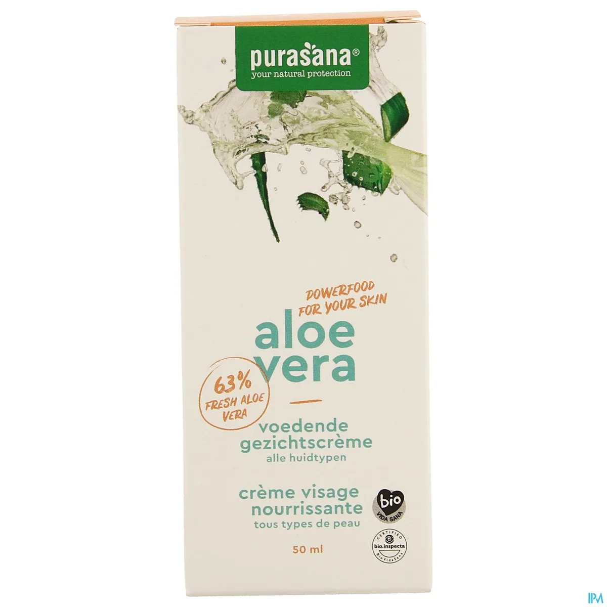 Purasana Aloë Vera Crème Gezicht Voedend 50 ml