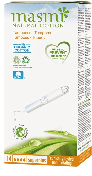 Masmi Tampon Biokatoen Zonder Inbrenghuls 15 Stuks