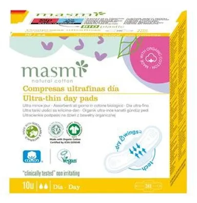 Masmi Serviettes Hygiéniques Ultra Mince Jour 100% Coton 10 Pièces