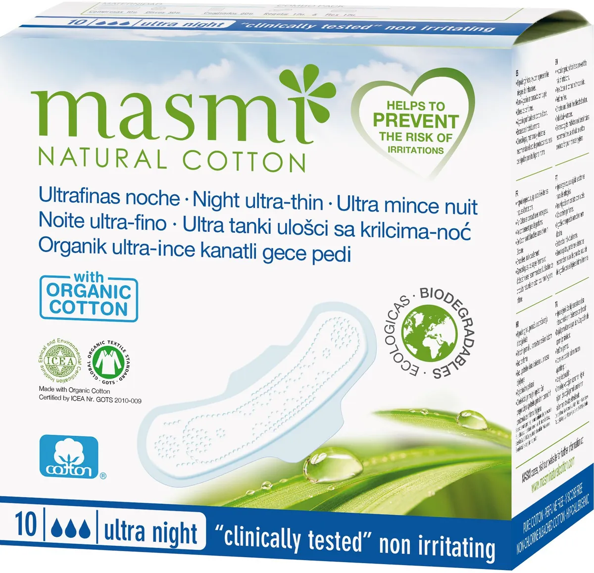 Masmi Serviette Ultra Mince Nuit 100% Coton 10 Pièces