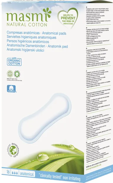 Masmi Serviette Hygiénique 100% Coton 16 Serviettes