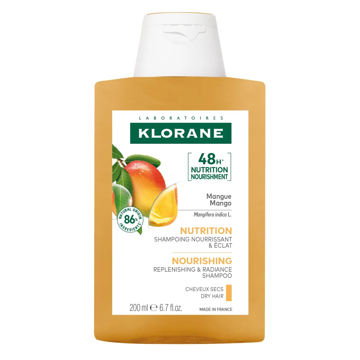 Klorane Mango Voedende Shampoo, Voedt & Geeft Glans 200Ml