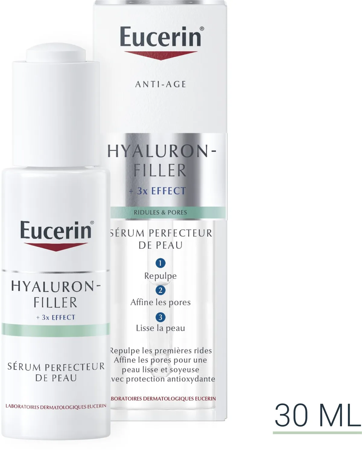 Eucerin Hyaluron-Filler +3x Effect Sérum Perfecteur de Peau Anti-Âge Rides Ridules & Pores avec pipette 30ml