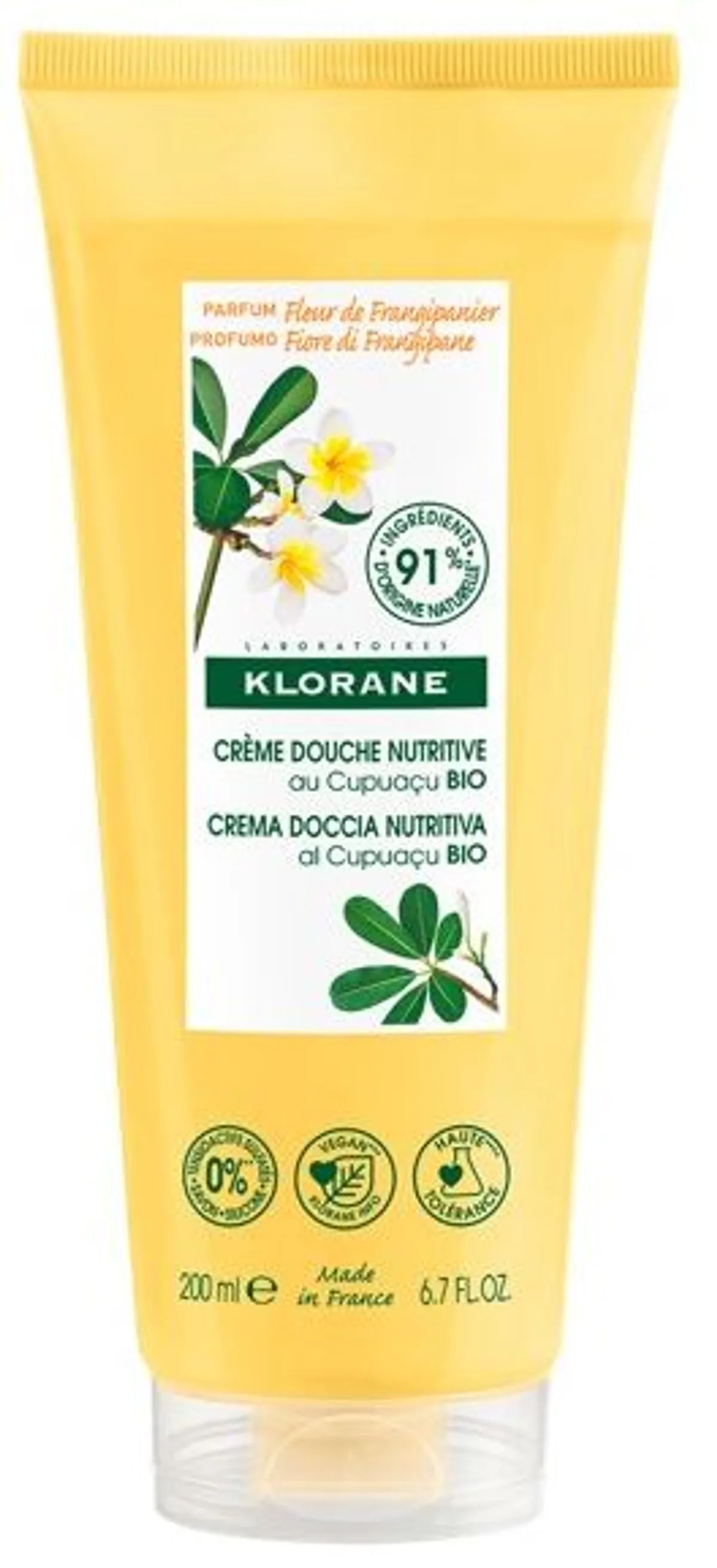 Klorane Cupuaçu Bio Crème De Douche Nutritive À La Fleur De Frangipanier 200Ml