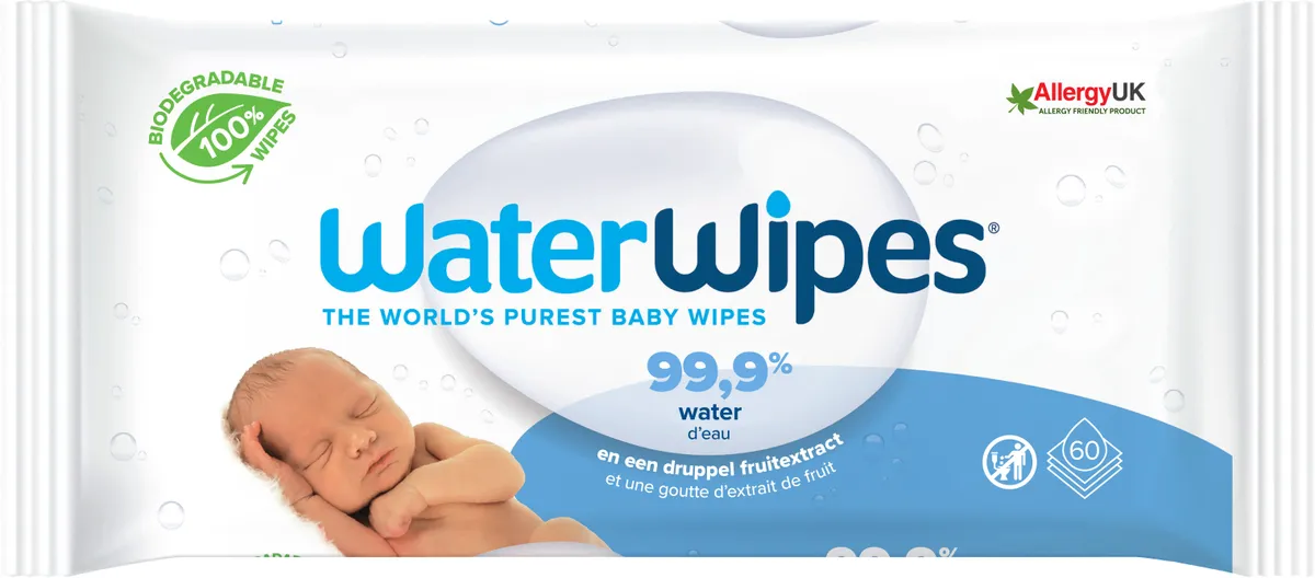 WaterWipes Lingettes Nettoyantes Bébé Bio 60 Lingettes