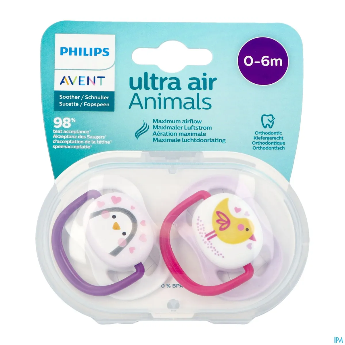 Philips Avent Fopspeen 0 Maanden+ Dieren Mix Vogel 2 Stucks