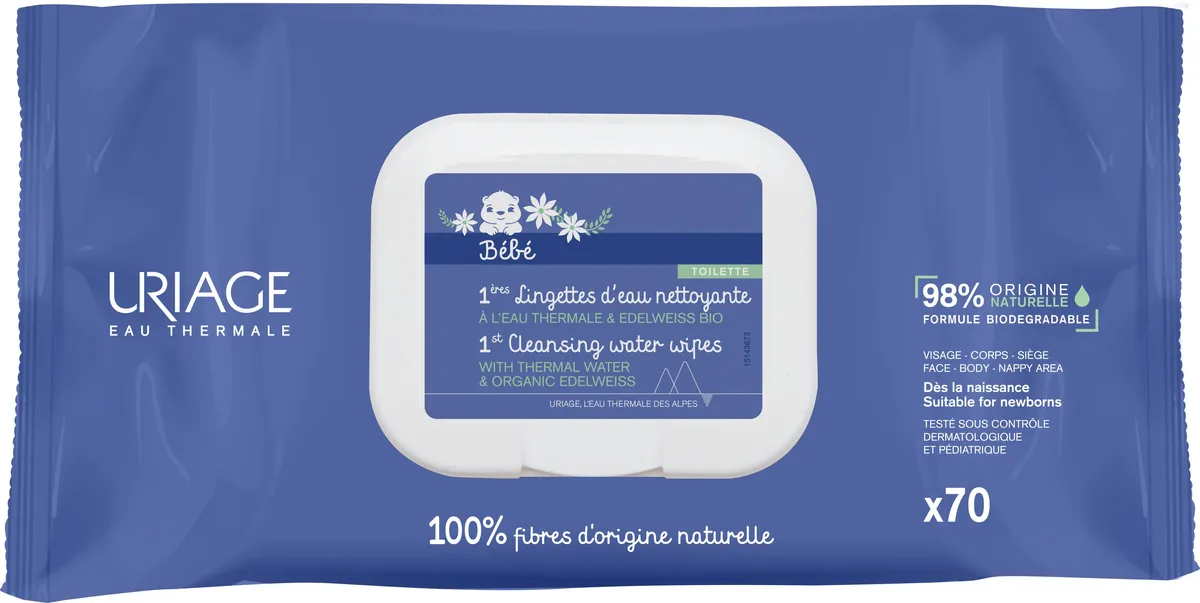 Uriage Bébé 1ères Lingettes Nettoyantes 70 Lingettes