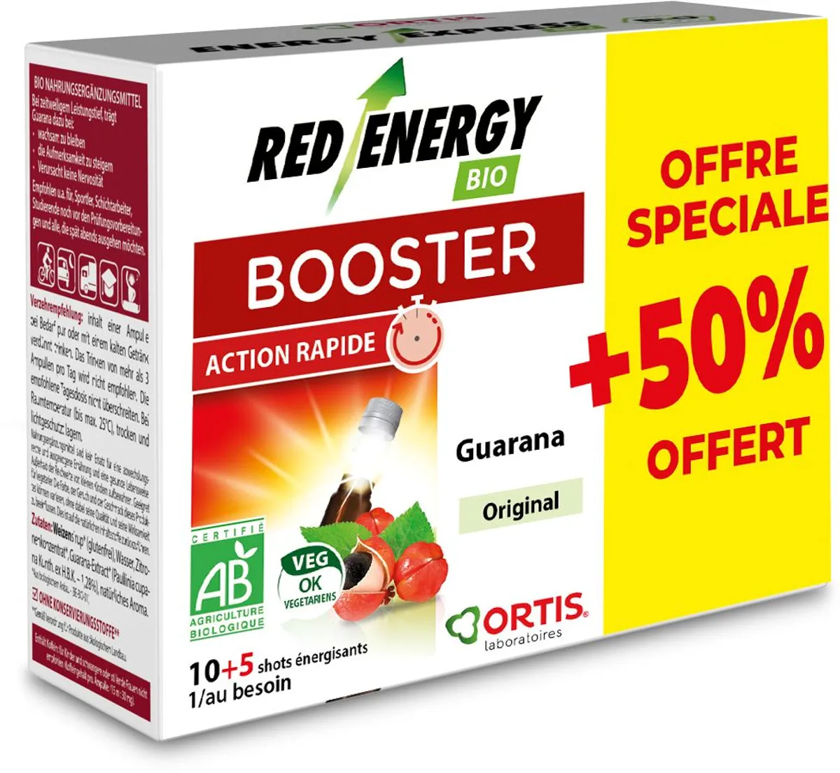 Ortis Red Energy Bio 10x15ml + 5x15ml Gratuit