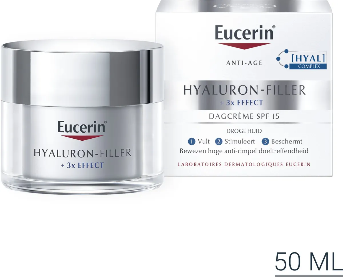 Eucerin Hyaluron-Filler +3x Effect Dagcrème SPF 15 Droge Huid Anti-Age & Rimpels Pot 50ml