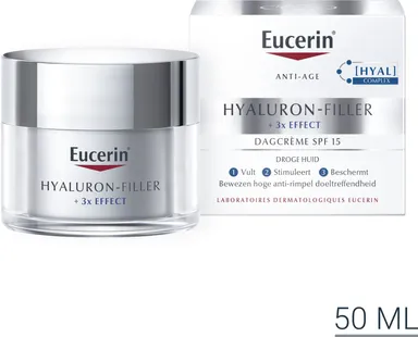 Eucerin Hyaluron-Filler +3x Effect Dagcrème SPF 15 Droge Huid Anti-Age & Rimpels Pot 50ml