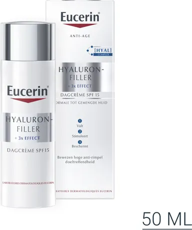 Eucerin Hyaluron-Filler +3x Effect Dagcrème SPF 15 Normale tot Gemengde Huid Anti-Age & Rimpels met pomp 50ml