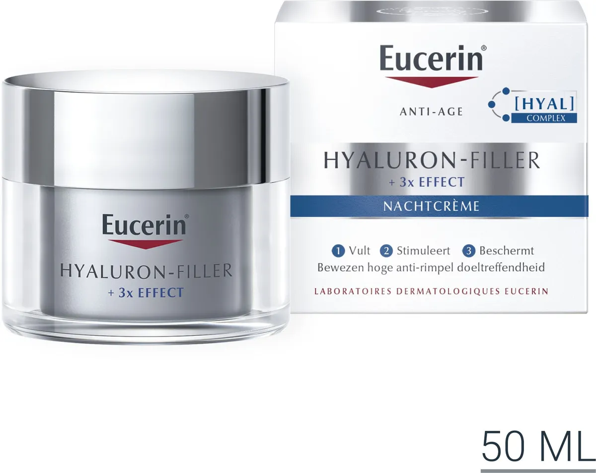 Eucerin Hyaluron-Filler +3x Effect Nachtcrème Anti-Age & Rimpels Pot 50ml