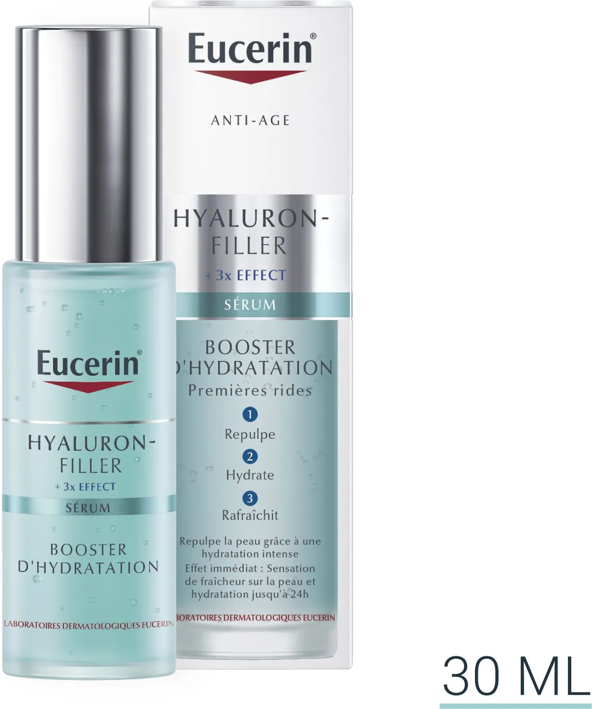 Eucerin Hyaluron-Filler +3x Effect Sérum Booster d'Hydratation Premières Rides Anti-Âge avec pompe 30ml