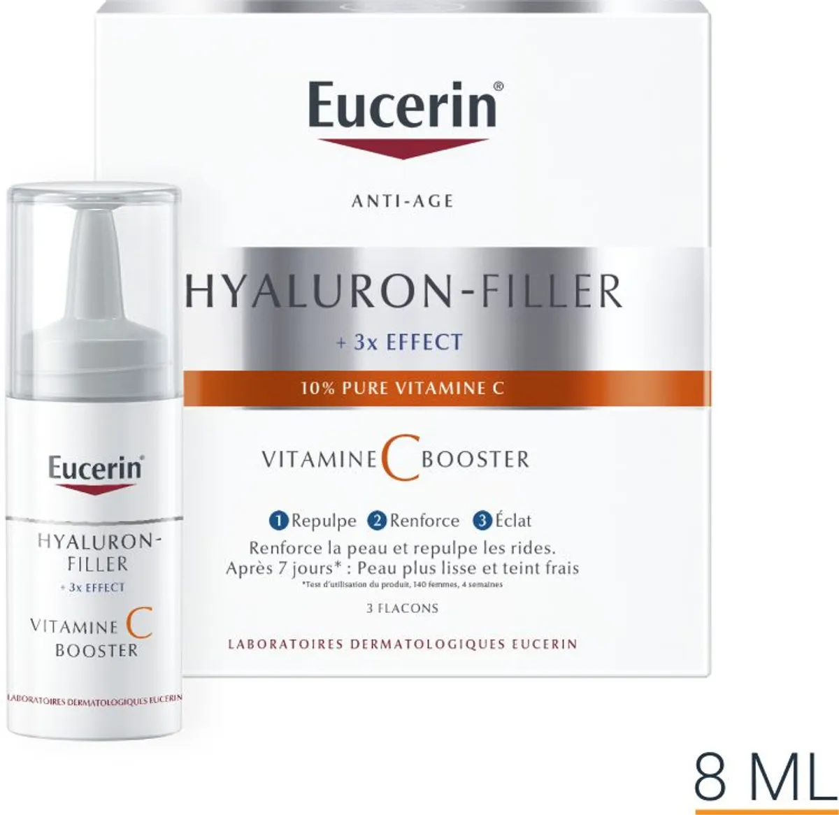 Eucerin Hyaluron-Filler +3x Effect Vitamine C Booster Anti-Rides & Anti-Âge Flacons 3 x 8ml