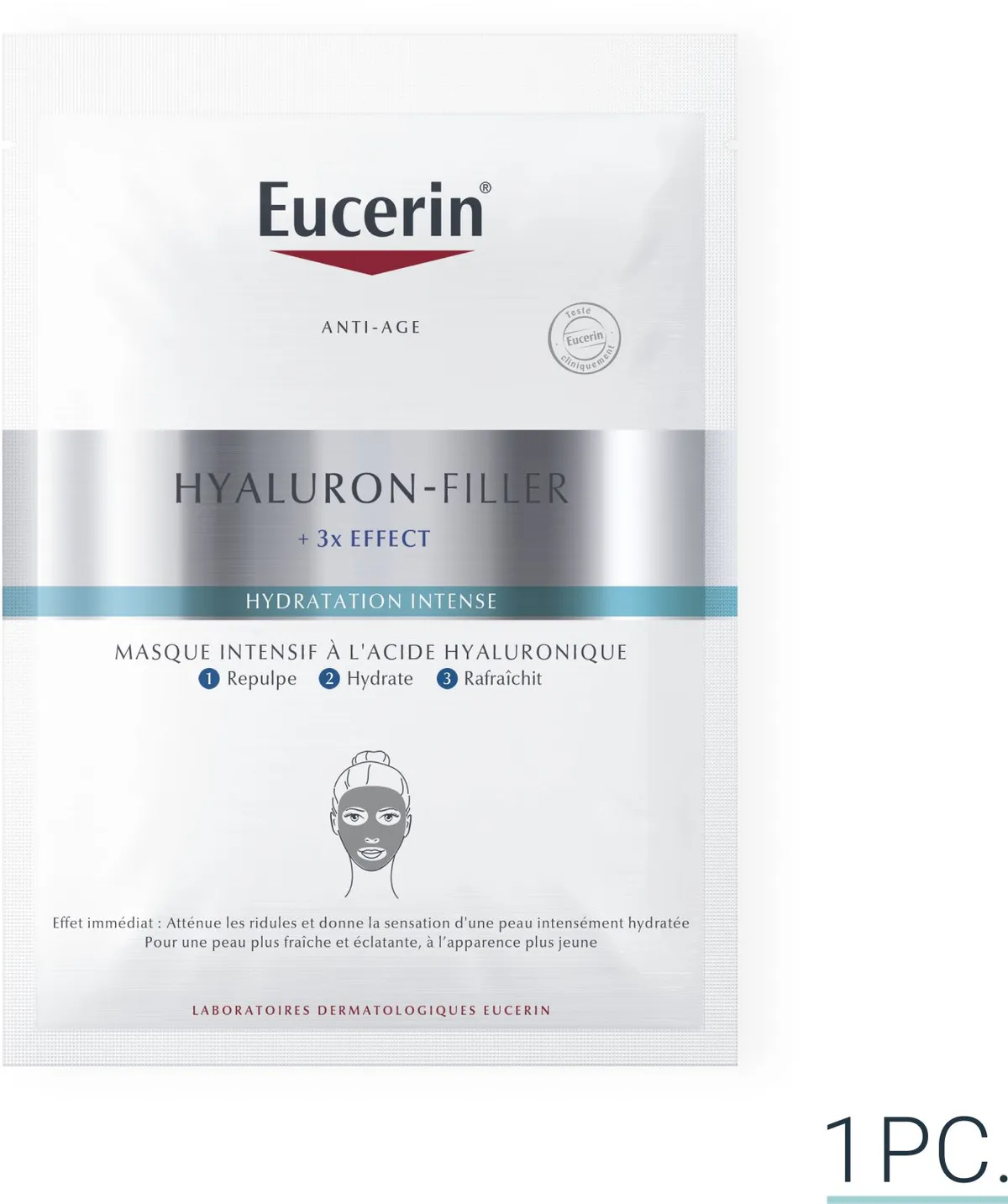 Eucerin Hyaluron-Filler +3x Effect Masque Intensif à l'Acide Hyaluronique Hydratation Intense Anti-Rides & Anti-Âge 1pc