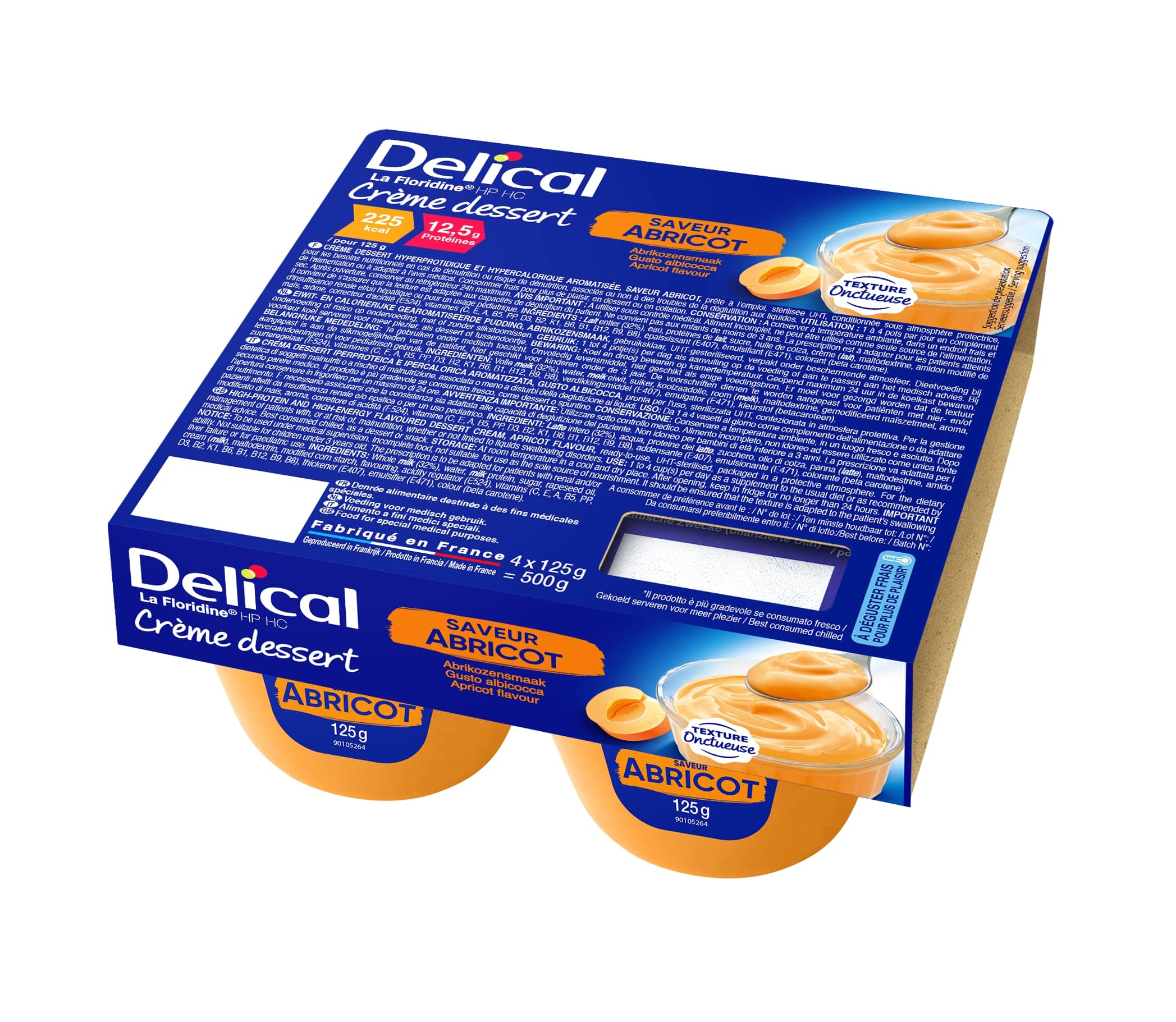 Delical Creme Dessert La Floridine Abrikoos 4x125g - Delical