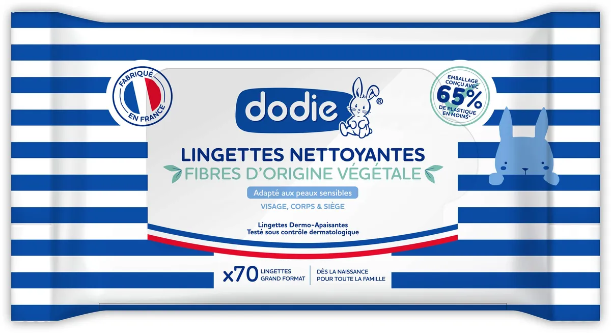Dodie Lingettes Nettoyantes Dermo-Apaisantes 3 en 1 70 Lingettes