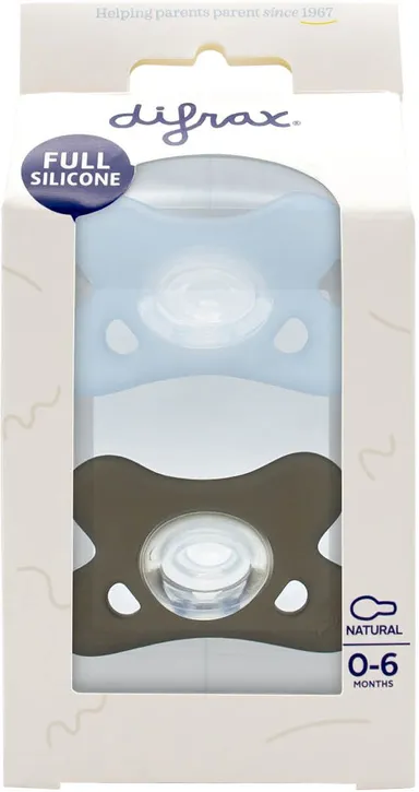 Difrax Sucette Silicone Naturel 0-6 Mois 2 pièces