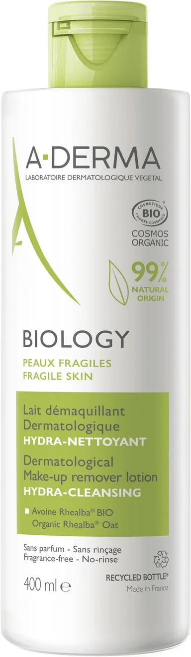 A-Derma Biology Lait Démaquillant Dermatologique Hydra-Nettoyant 400Ml