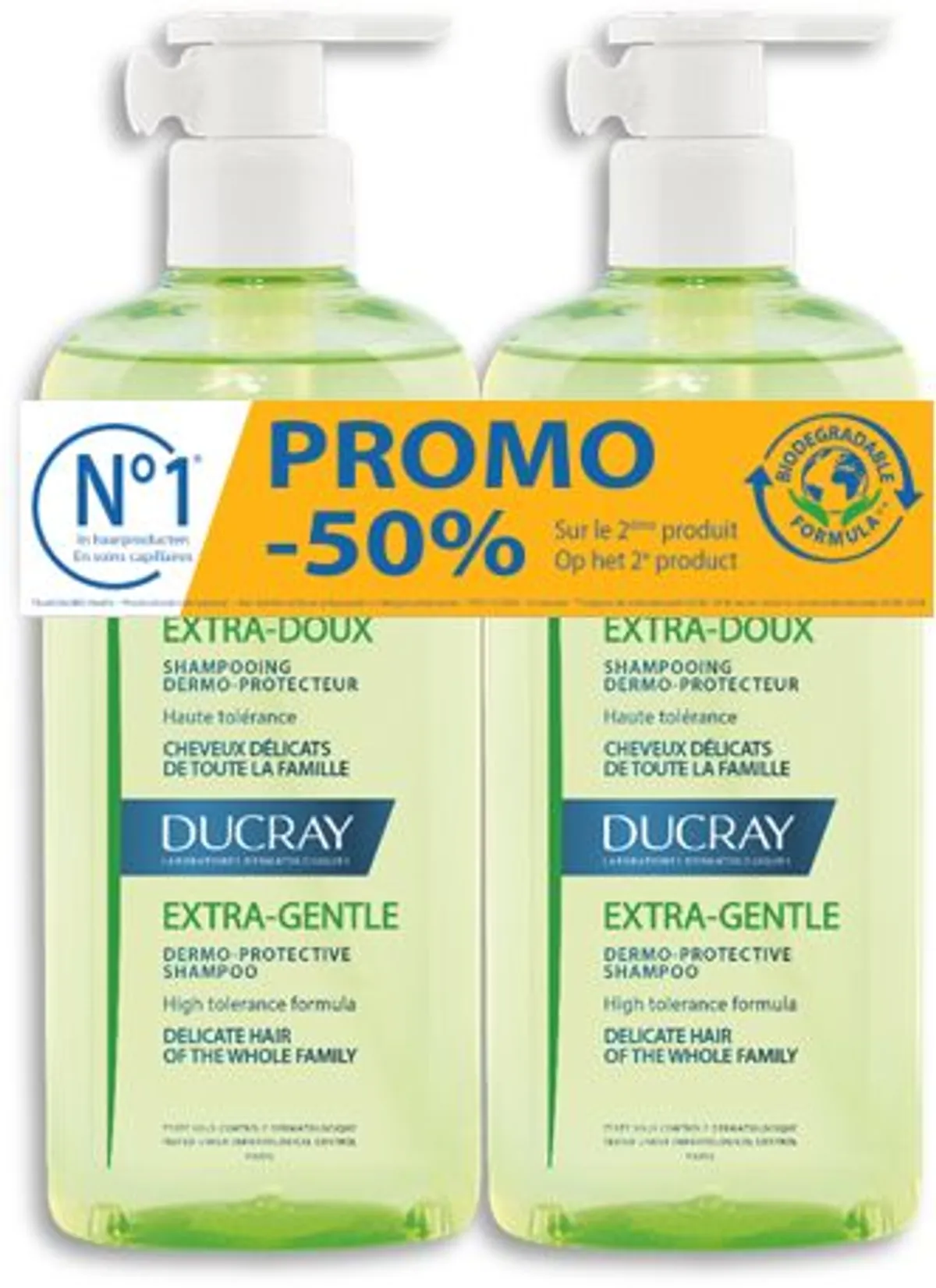 Ducray Shampoo Extra Mild Duo 2x400 ml (2de product aan - 50%)