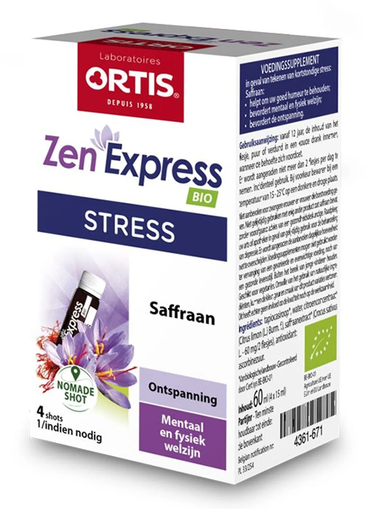 Ortis Zen Express Bio Shot 4 x 15 ml