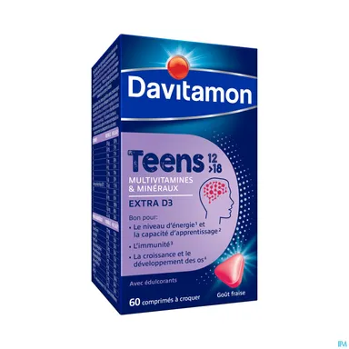 Davitamon Teens Fraise 60 Comprimés