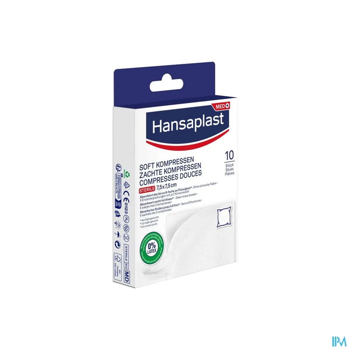 Hansaplast Zachte Steriele Kompressen 7,5 x 7,5 cm 10 Kompressen