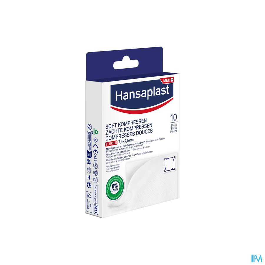 Hansaplast Zachte Steriele Kompressen 7,5 x 7,5 cm 10 Kompressen - Hansaplast
