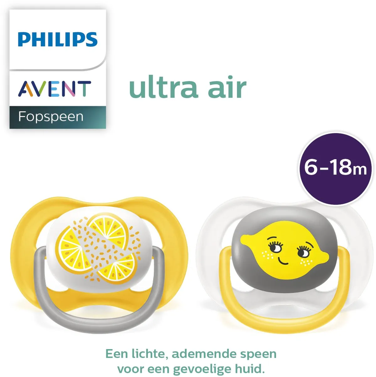 Avent Sucette Ultra Air Citron 6+m 1 Pièce