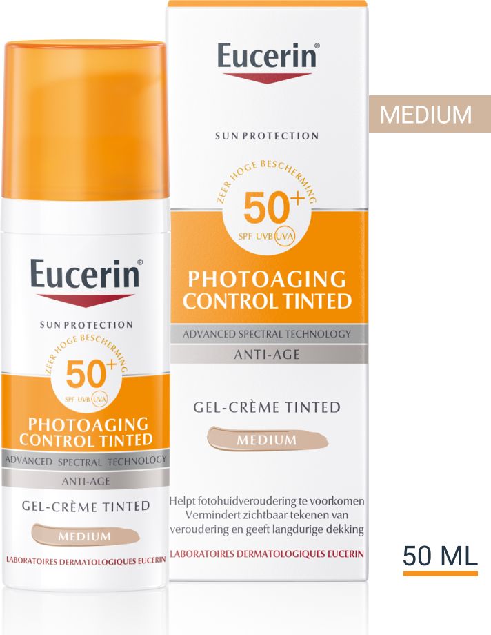 Eucerin Sun Photoaging Control Tinted SPF 50+ Gel-Crème Getint Medium Anti-Age met pomp 50ml - Eucerin