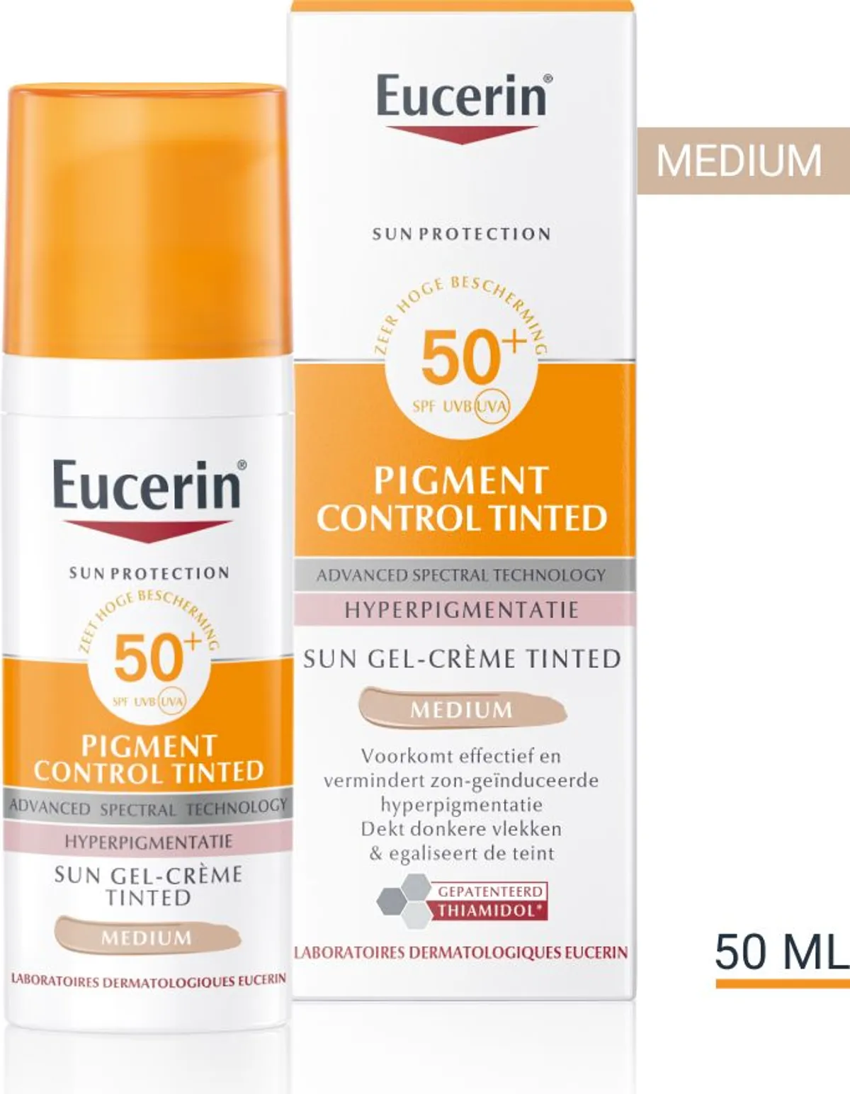 Eucerin Sun Pigment Control Tinted SPF 50+ Gel-Crème Getint Medium Hyperpigmentatie met pomp 50ml