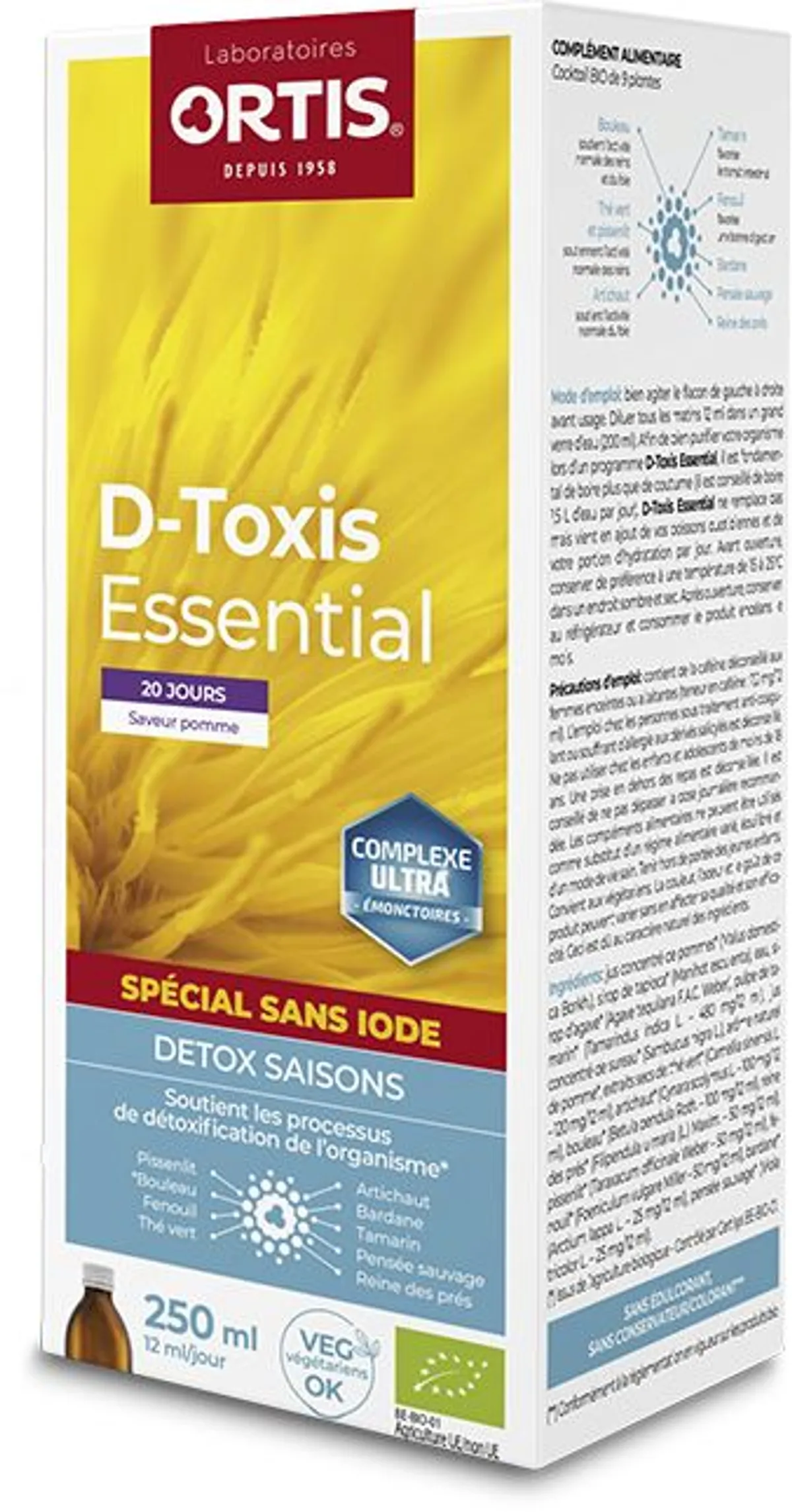 Ortis Detoxine Sans Iode Pomme Bio 250ml
