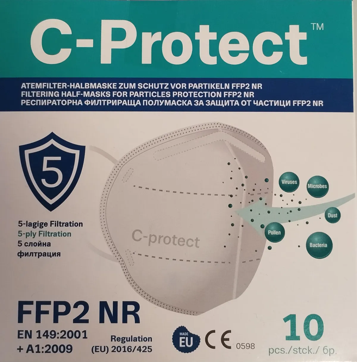 Masque FFP2 C-Protect Auriculaire Dentalbel 10 Pièces