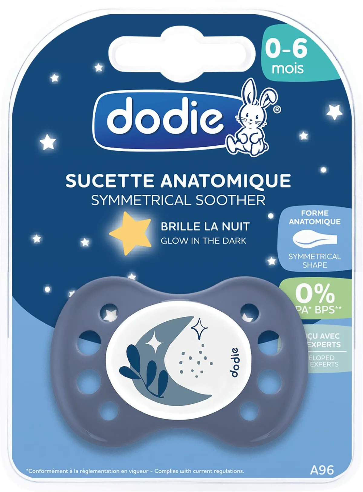 Dodie Anatomische Fopspeen Nacht Mix Met Maneschijn (0 tot 6 maanden)