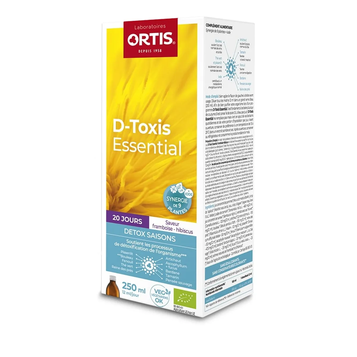 Ortis D-Toxis Essential Framboise Hibiscus Bio 250ml