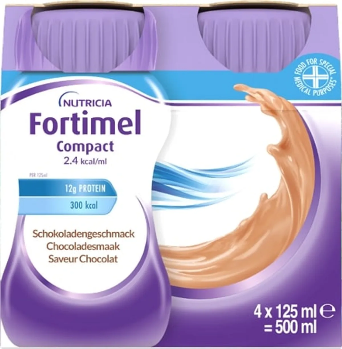 Fortimel Compact 2.4kcal Mokkasmaak Voedingssupplement Ondervoeding Flessen 4x125ml
