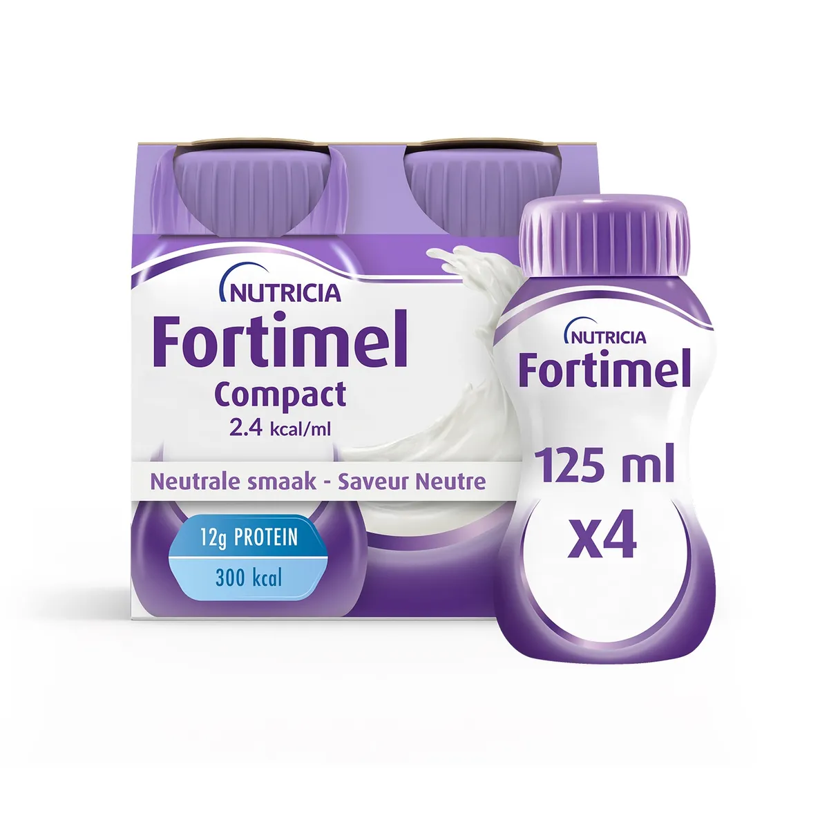 Fortimel Compact 2.4kcal Arôme Neutre Complément Nutritionnel Dénutrition Bouteilles 4x125ml